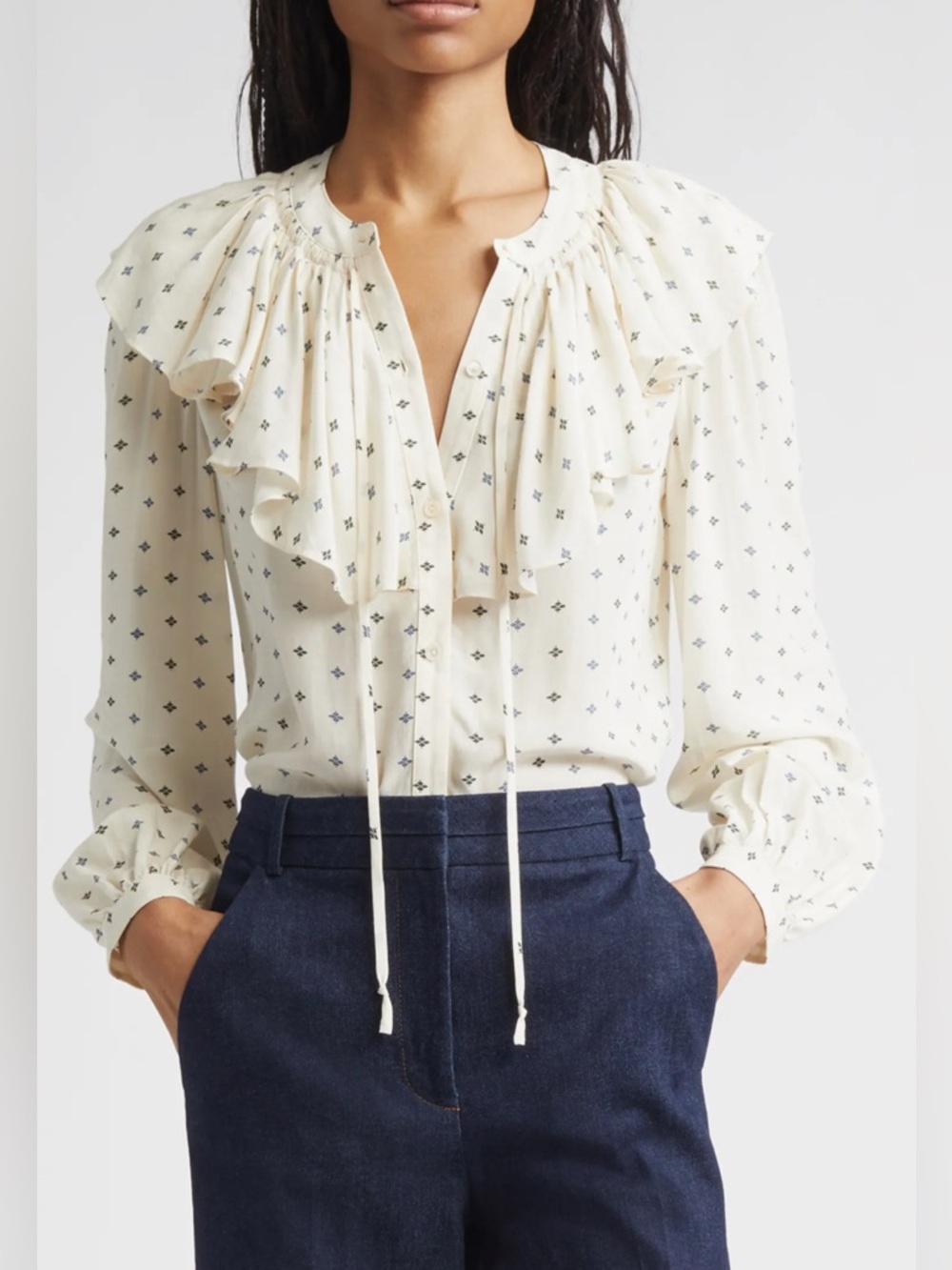 VERONICA BEARD Silk Gomez Ruffle Shirt Sz 0 - NWT $398